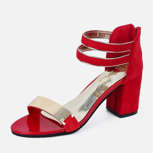 Showing image for Korean Fashion Red Open-Toed Zipper Sandals S-17RD