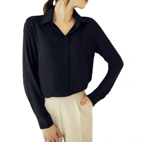 black long sleeve button up blouse