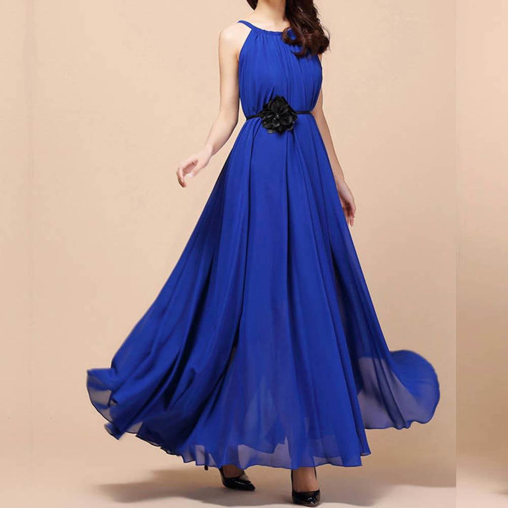 blue color maxi dress