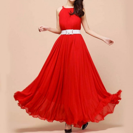 red color maxi dress