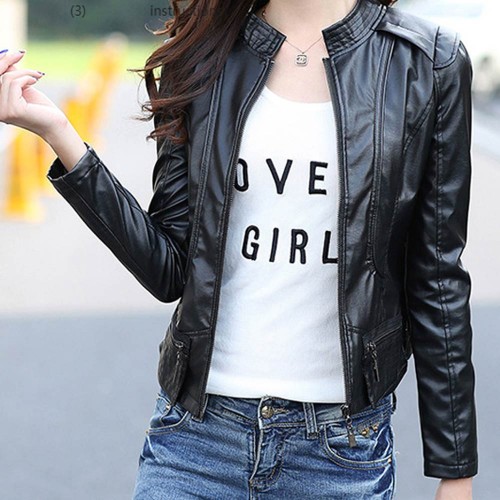 Buy Latest Trending BodyFit Black Color Leather Womens Casual Jacket WJ ...