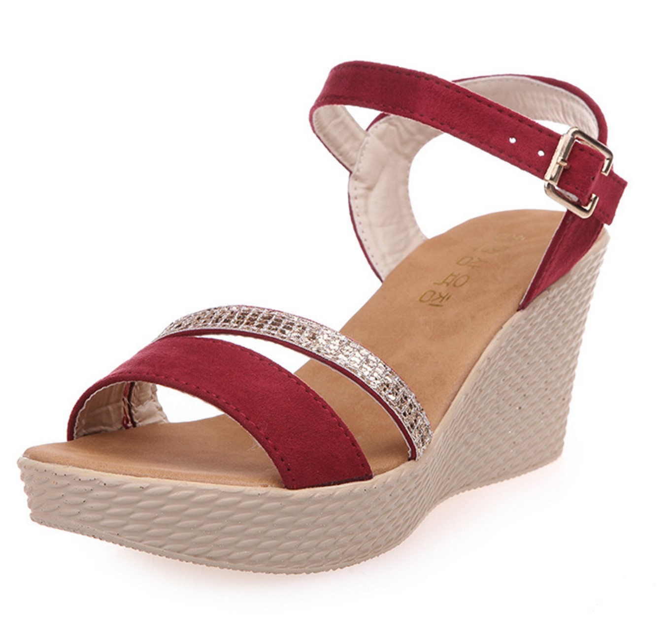 Buy Women Red Buckle High Wedge Sandals S-26RD | Fashion | Business Arcade